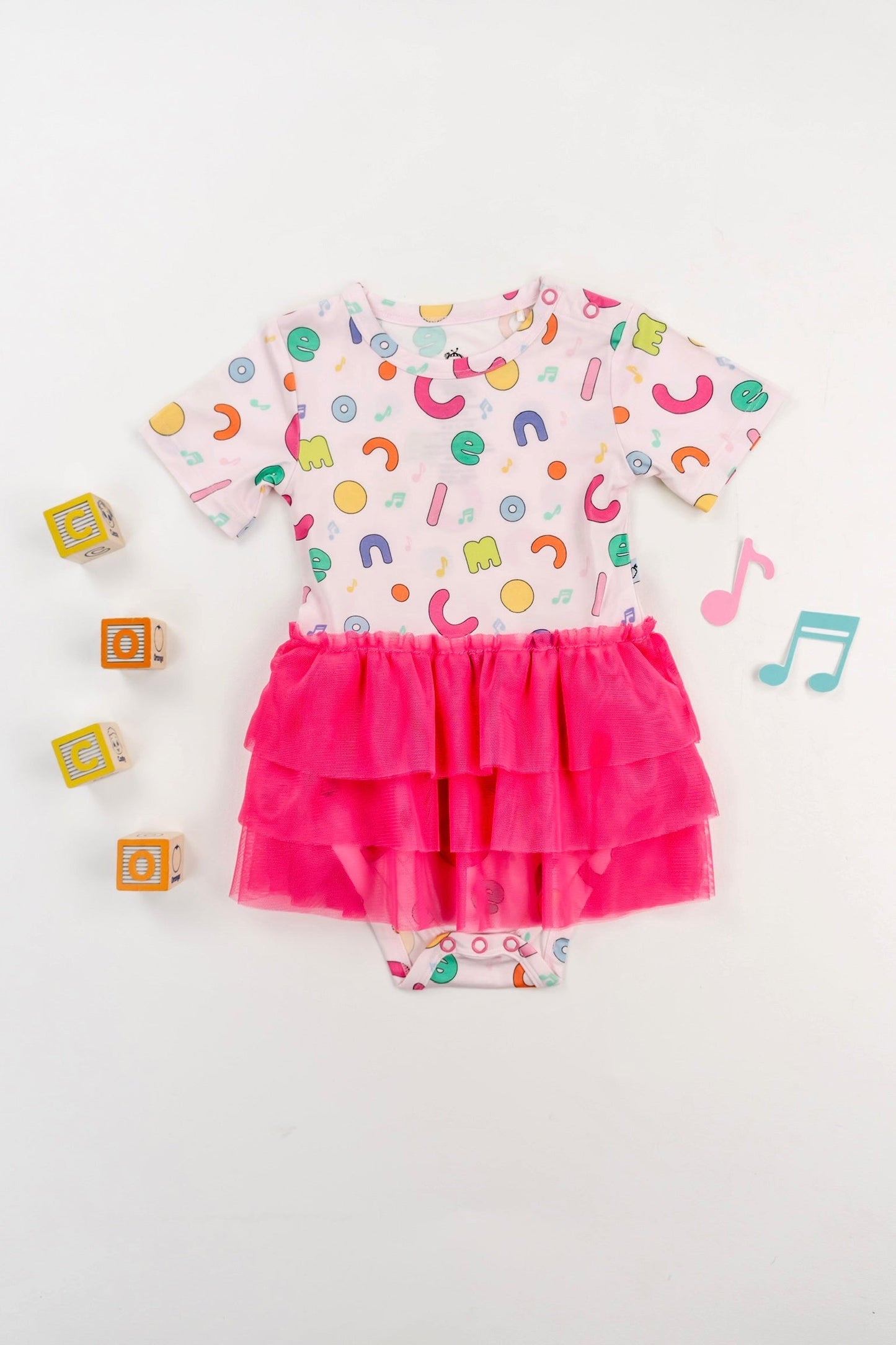 Dream Big Little Co x CoComelon ALPHABET DREAM TUTU SHORT SLEEVE BODYSUIT DRESS