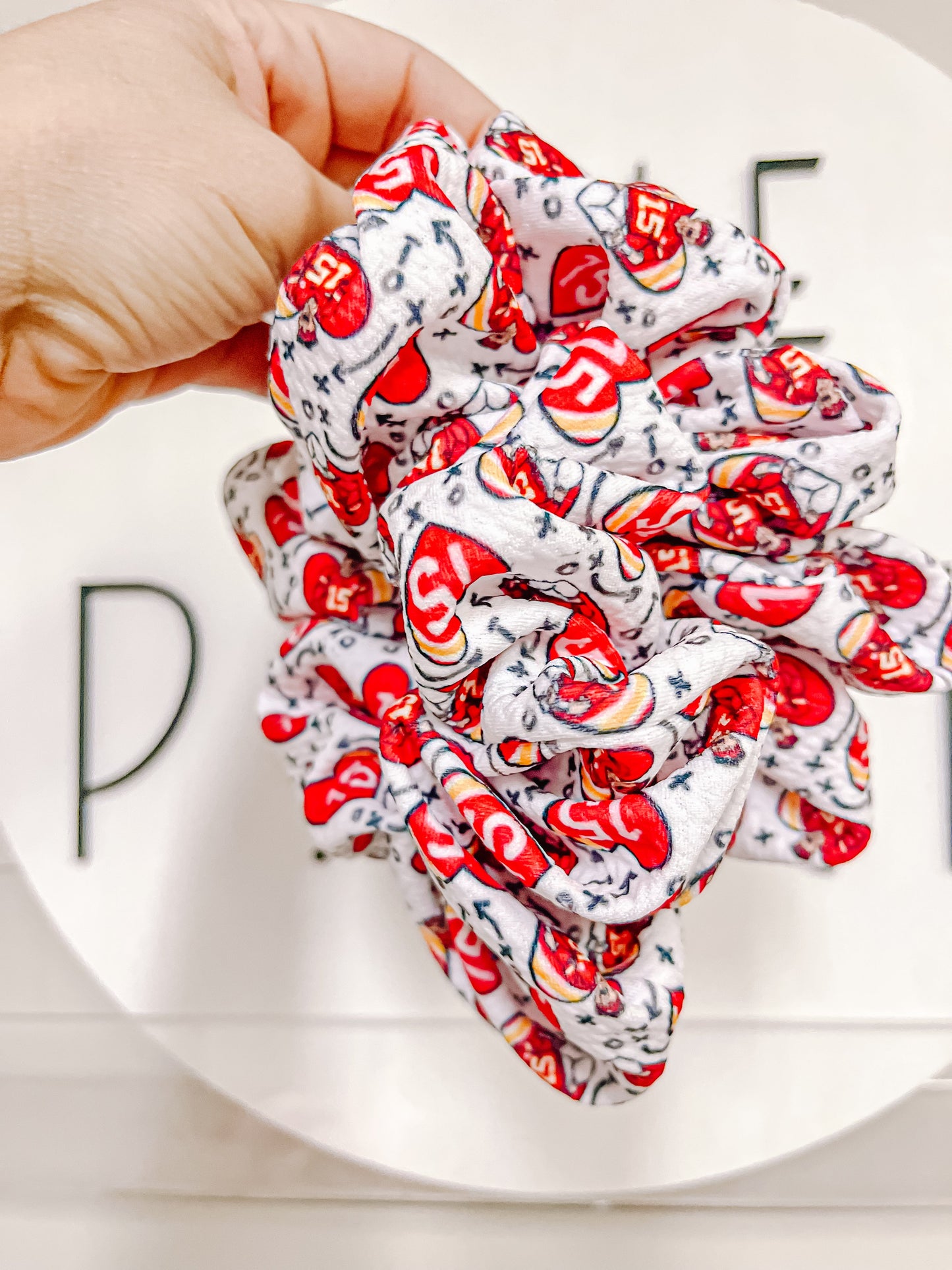 Mahomes 15 Heart Oversized Scrunchy