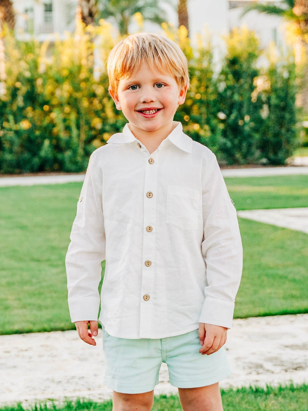 White Bamboo Linen Button-up Shirt