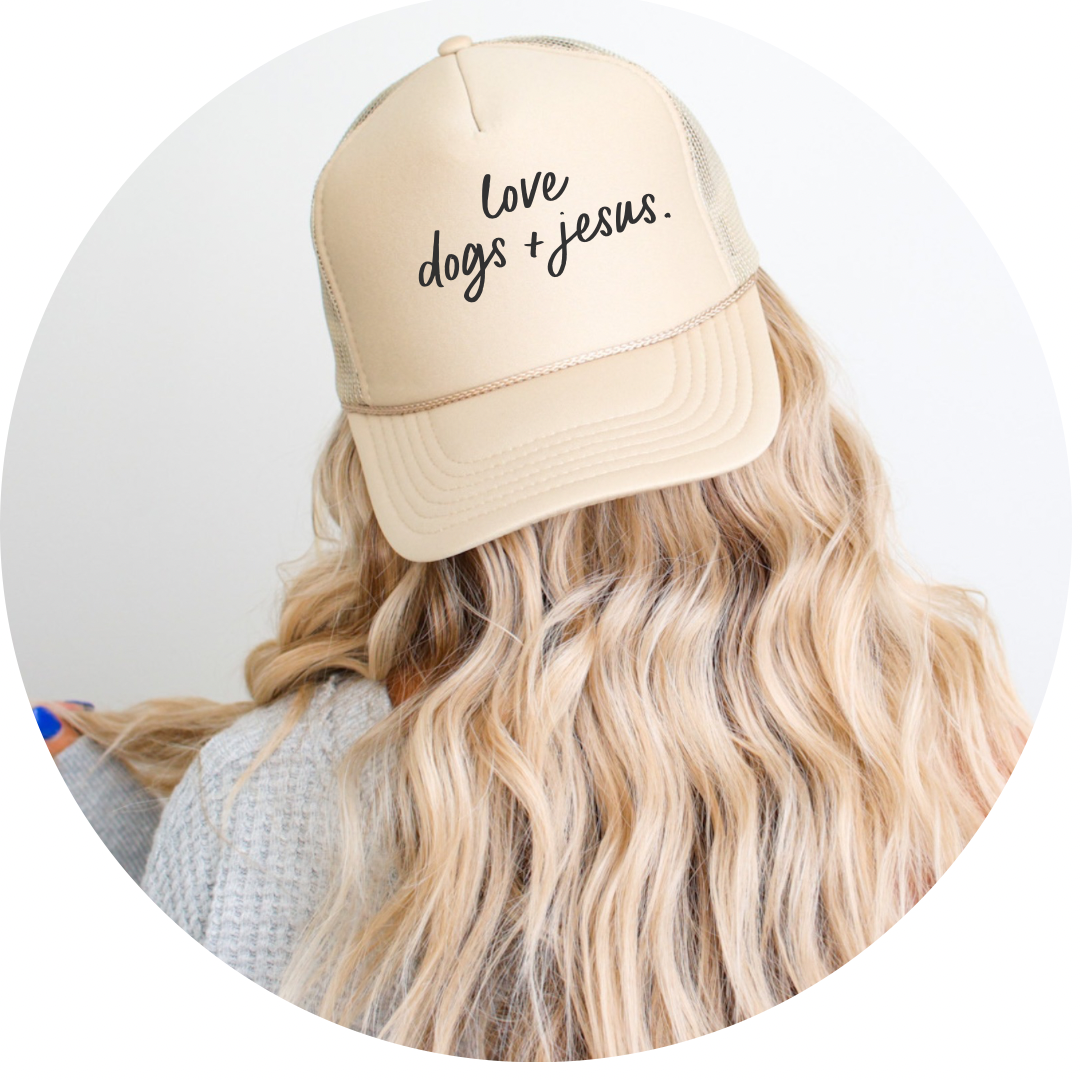 Love dogs + Jesus trucker hat- preorder