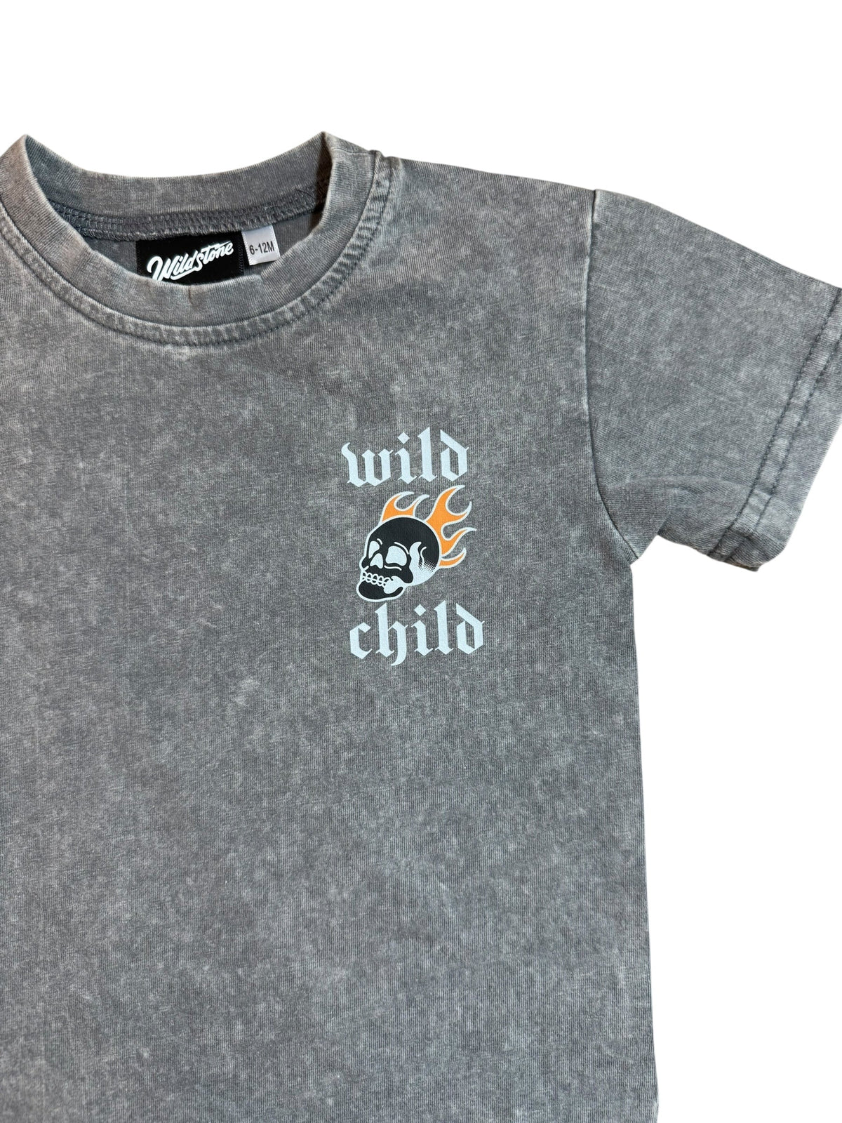 Grey acid wash logo tee