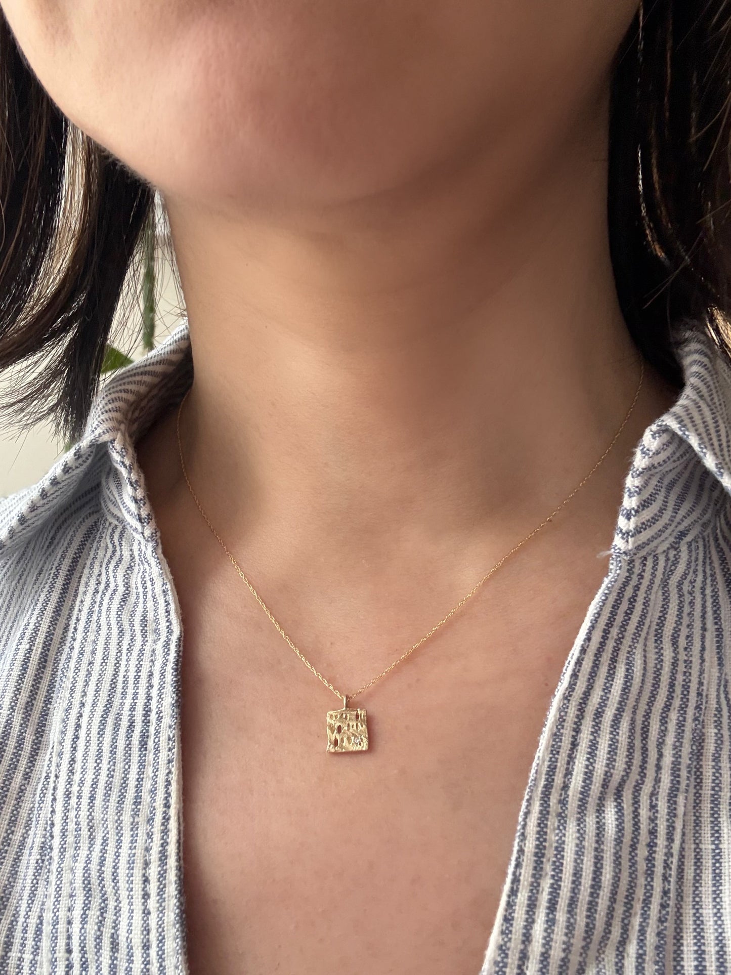 14K gold sanctuary suqare diamond necklace