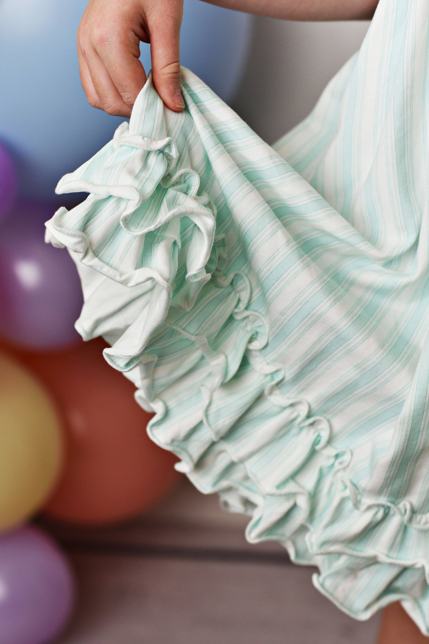Watercolor Frilly Stripe Dress
