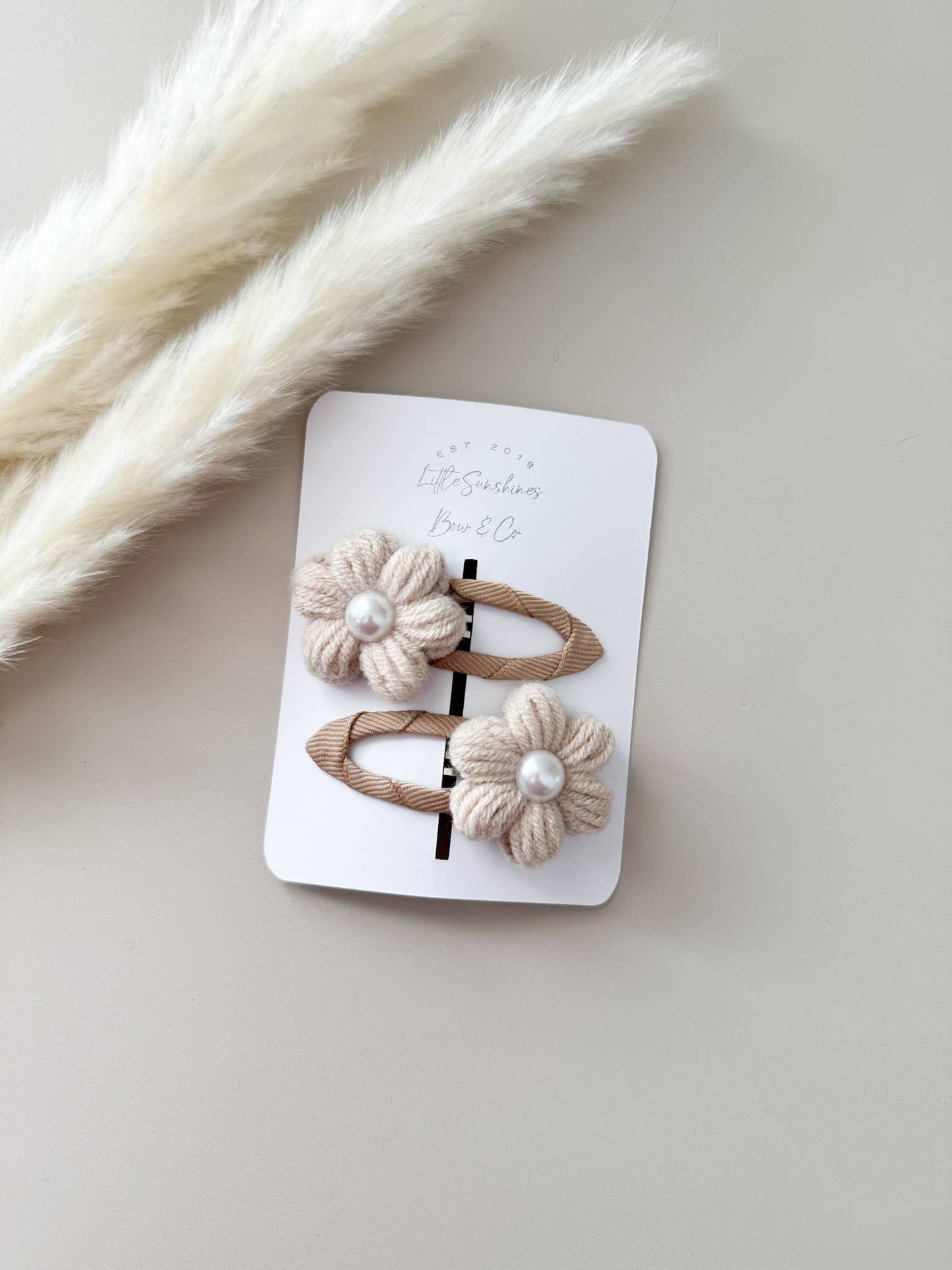 Knit Pearl Flower Hair Clips & Headbands