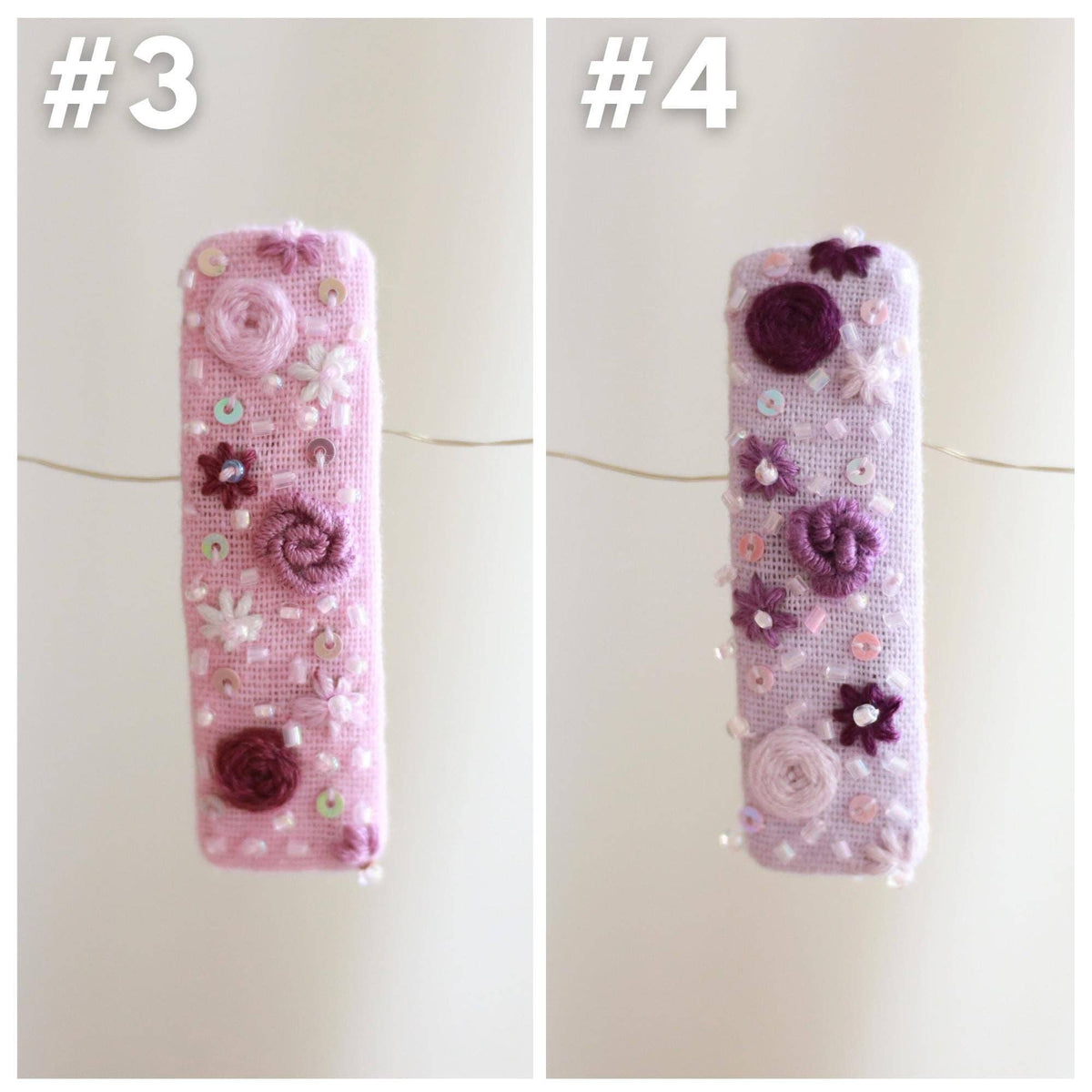 Handmade Embroidered Rectangle Hair Clip
