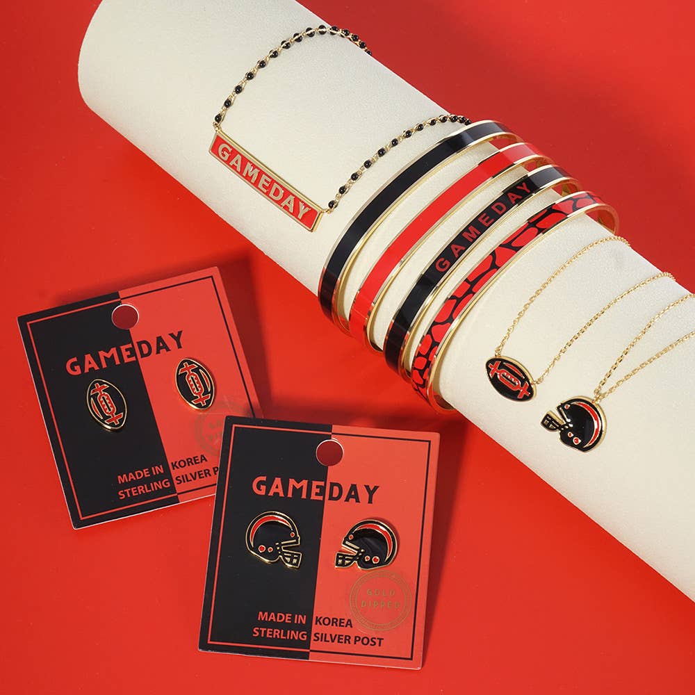 Gold Dipped Gameday Enamel Football Pendant Necklace