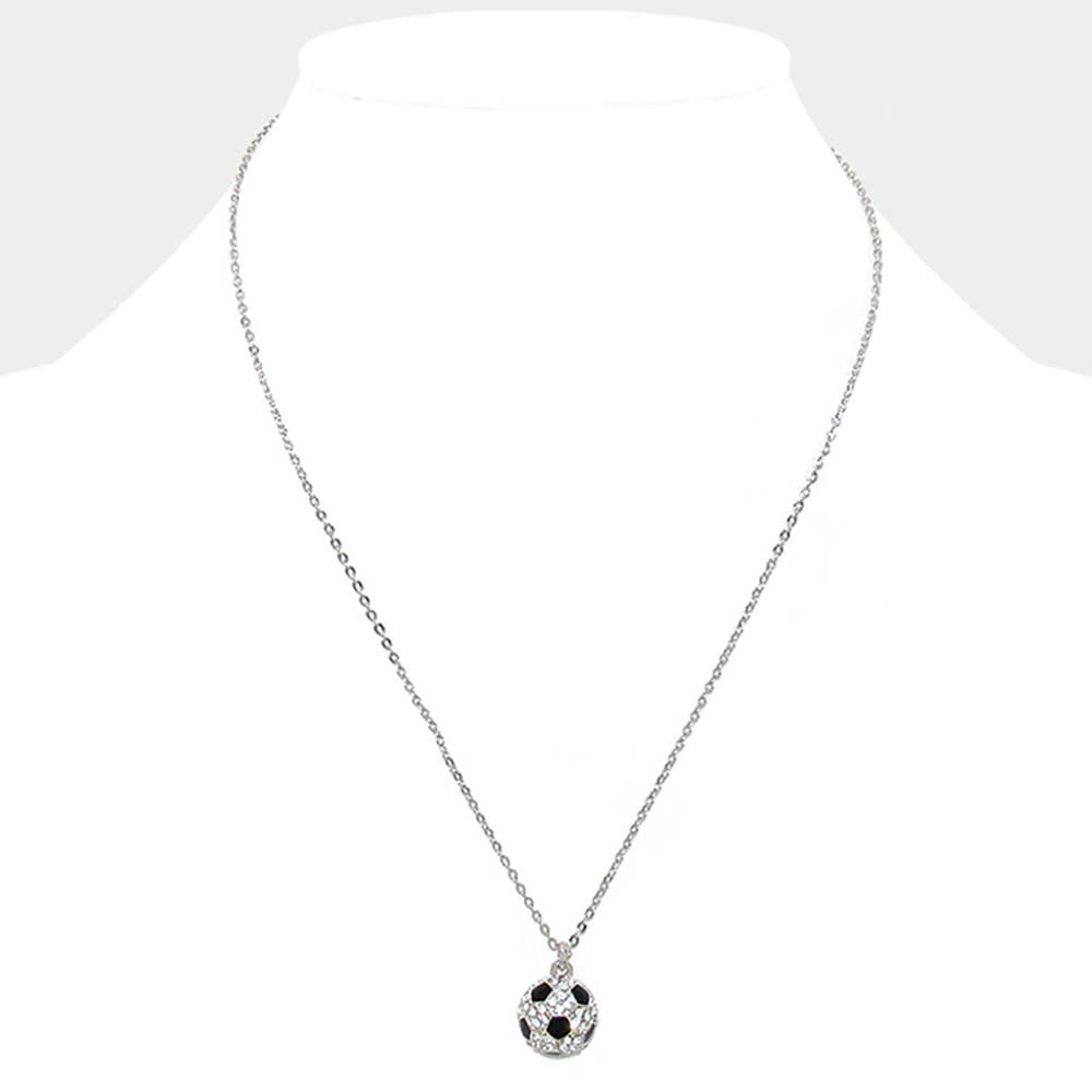 Crystal Pave Soccer Pendant Necklace