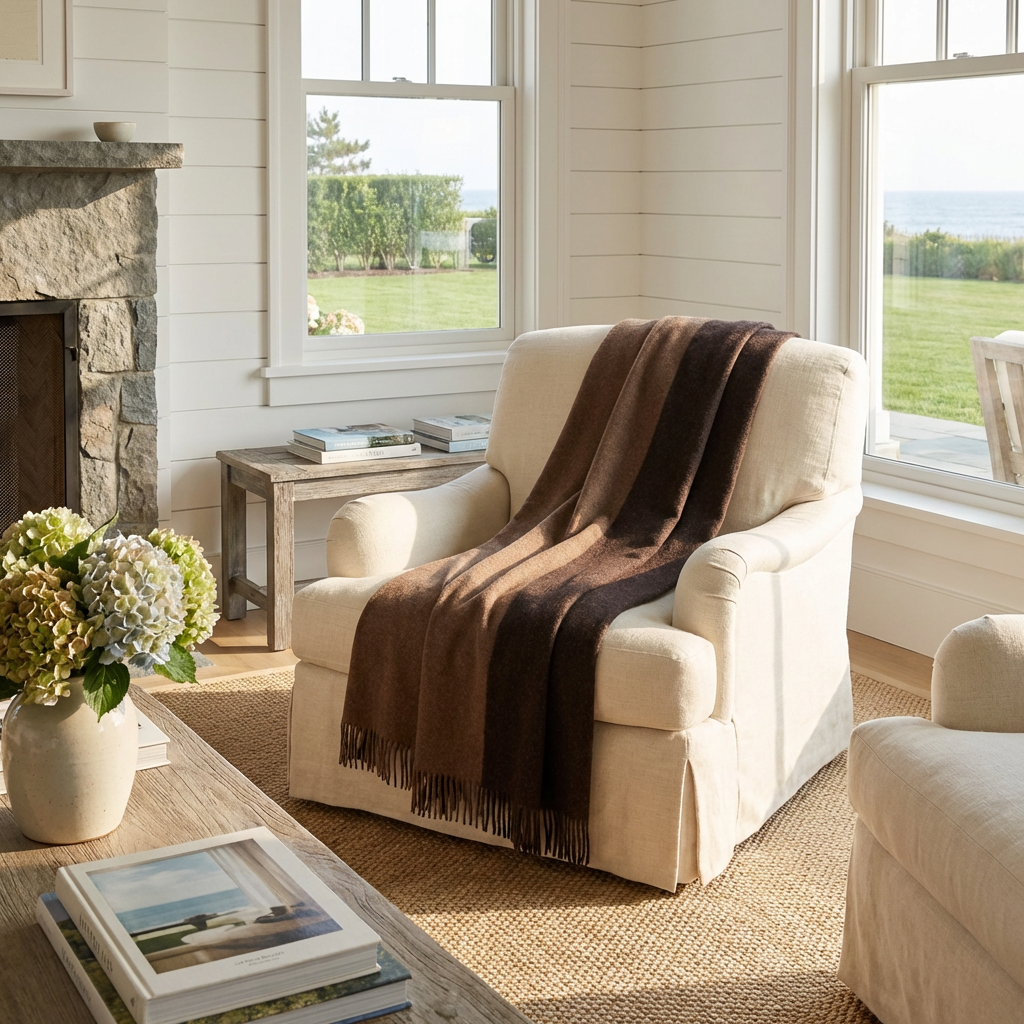 Highland Tweeds Reversible Double Cloth Throw - Mocha/Brown