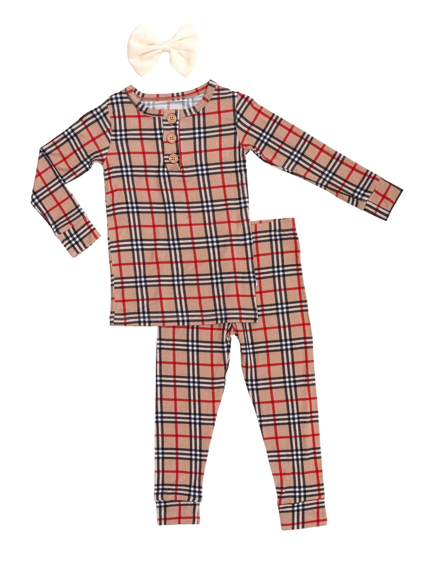 London Plaid Long Sleeve Henley Pajamas