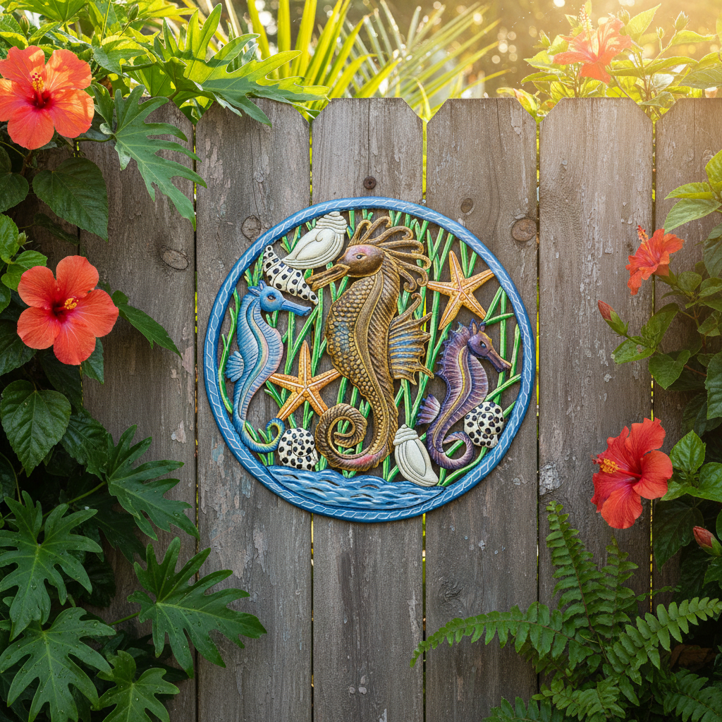 Painted Trio of Seahorses