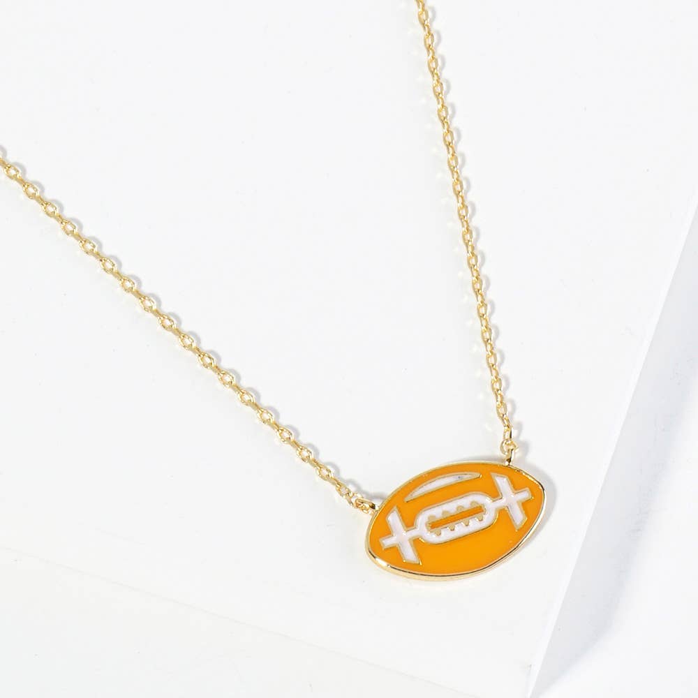 Gold Dipped Gameday Enamel Football Pendant Necklace