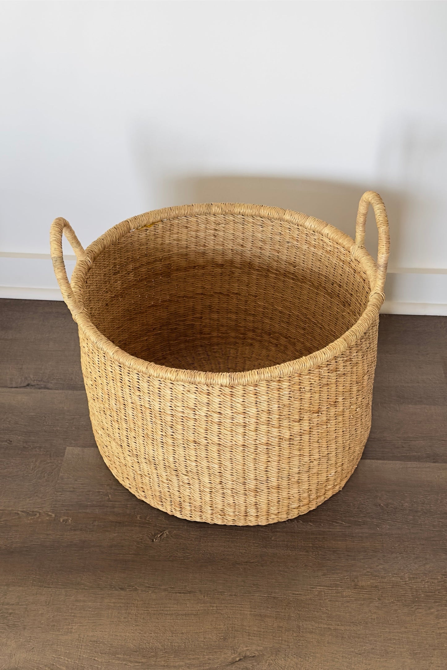 Handwoven Short Basket Hamper - Natural