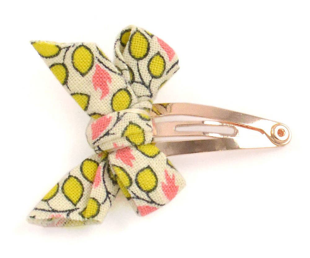 Liberty Print Bow Hair Clips, Rose Gold Plated Brass, Set of