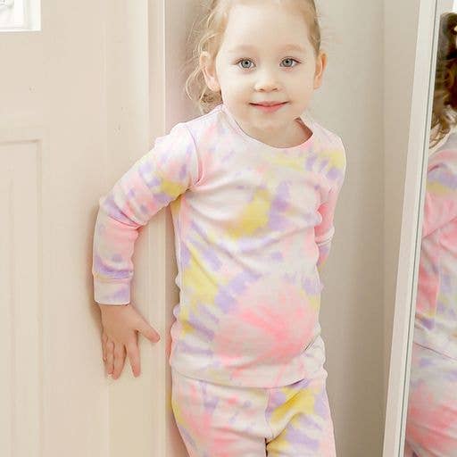 Tie Dye Neon Pink Purple Long Sleeve PJs