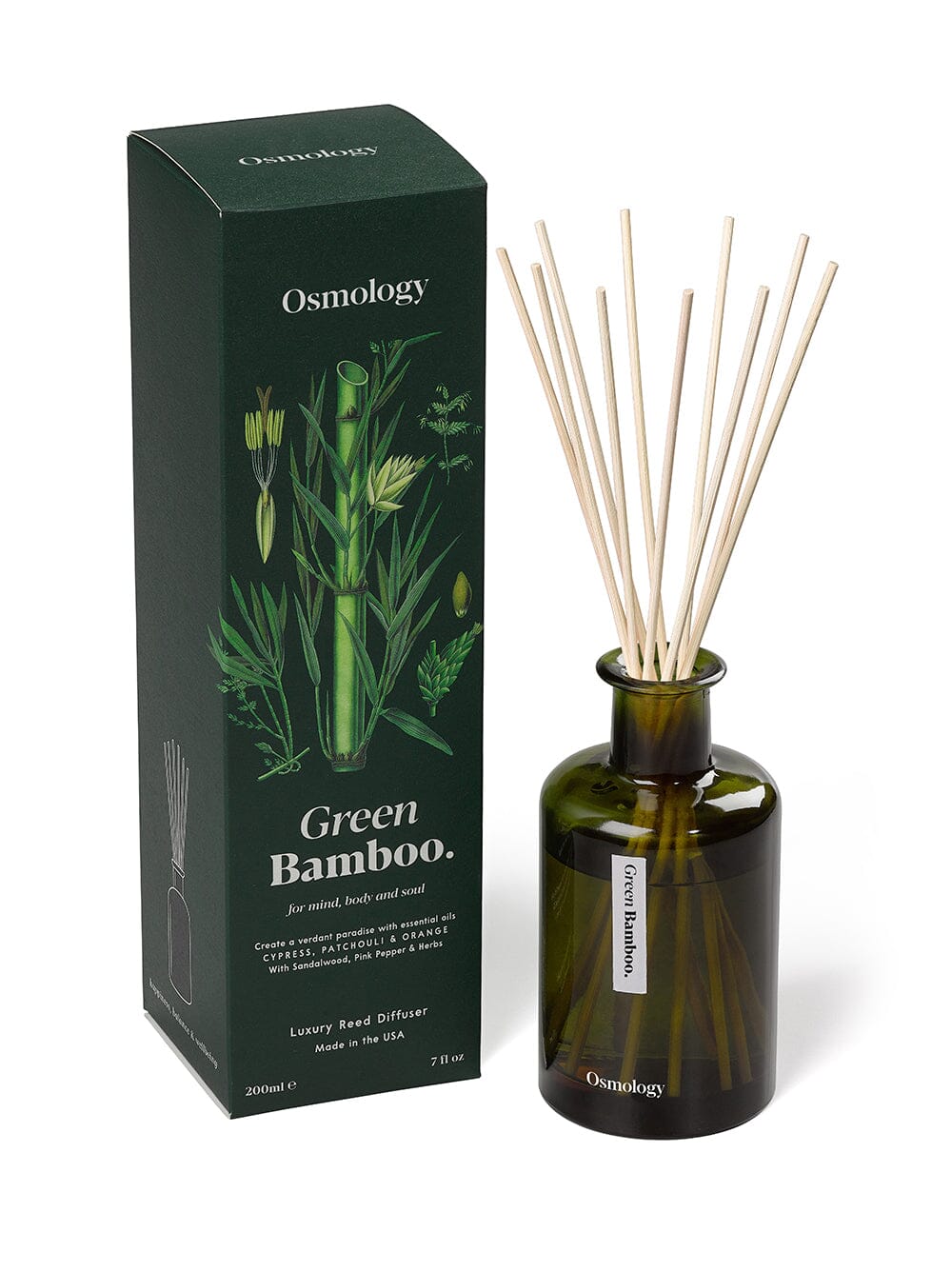 Green Bamboo Reed Diffuser - Cypress Patchouli and Orange
