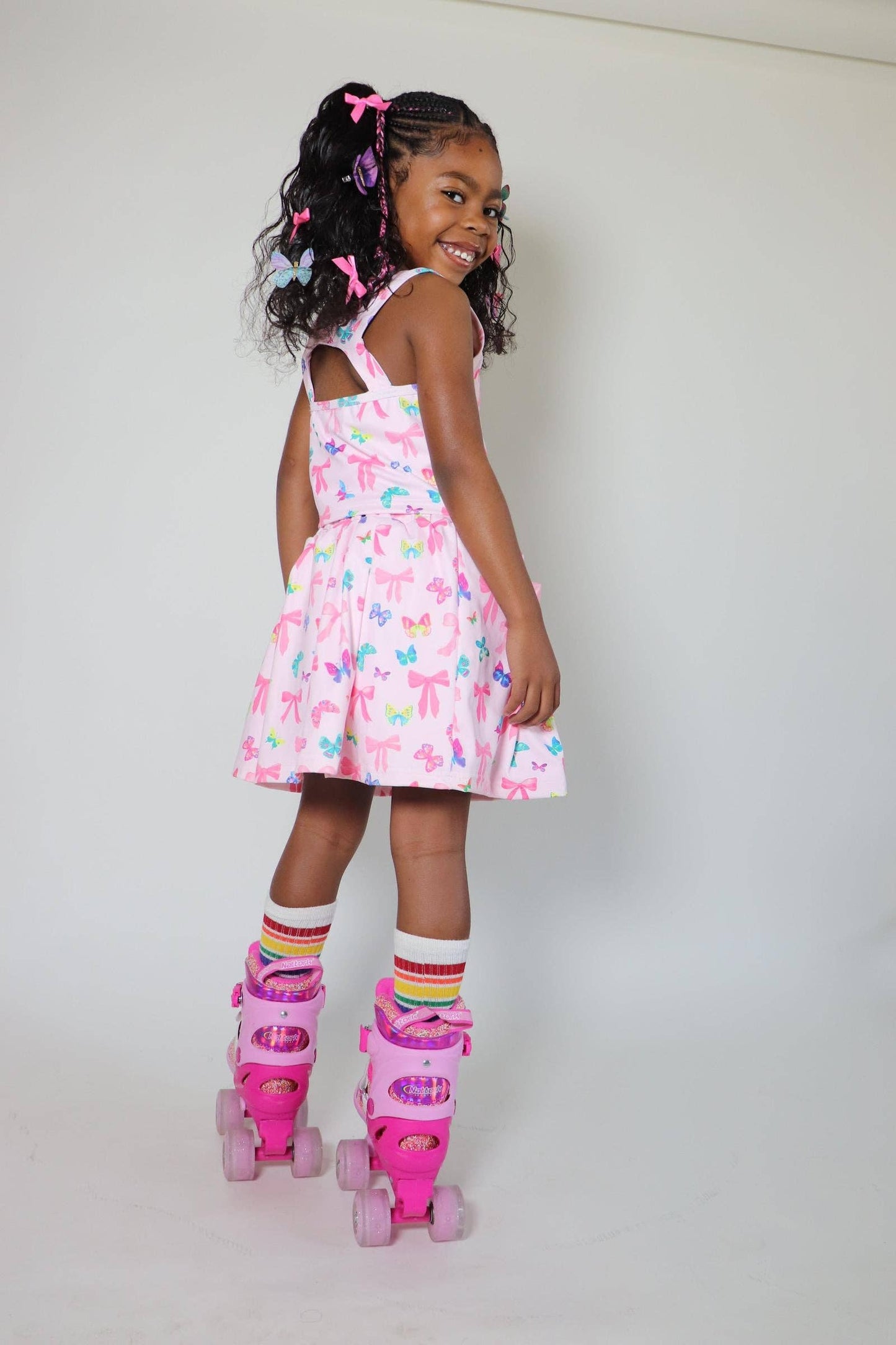 Bow and Butterfly Two-Piece Athletic Tank and Skort Set