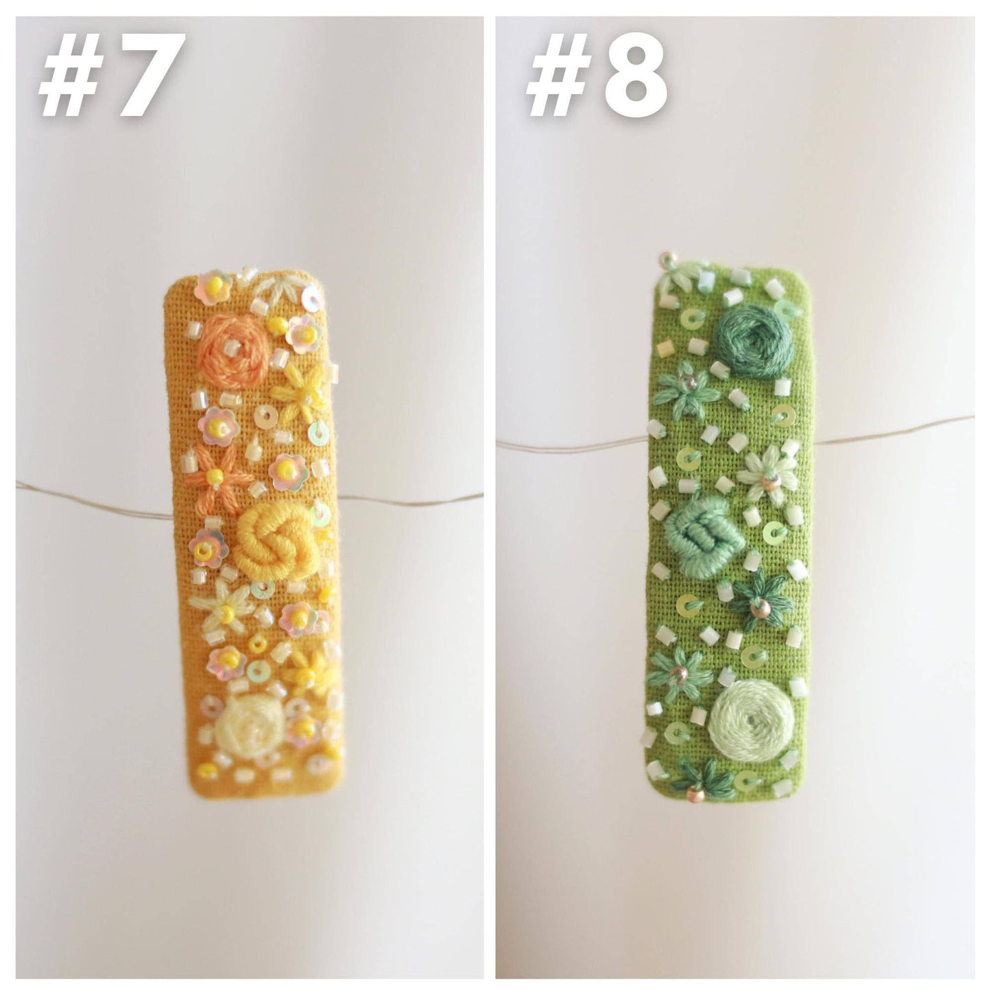 Handmade Embroidered Rectangle Hair Clip