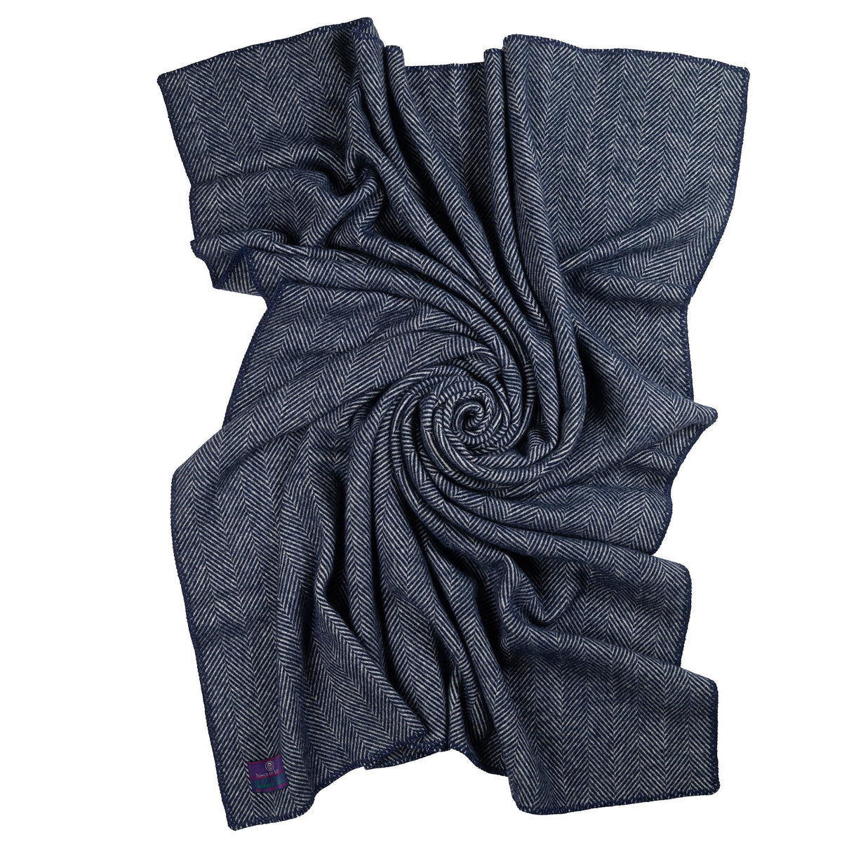 Highland Tweeds Big Throw - Navy Herringbone