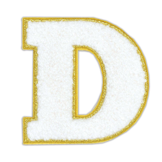 D White Varsity Letter Sticker Patch