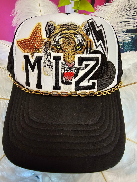 MIZ Missouri Tigers Patch Black & White Trucker Hat