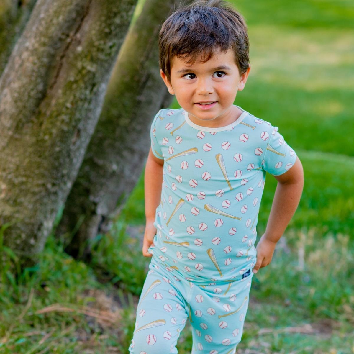 Little Slugger Baseball Aqua pajamas