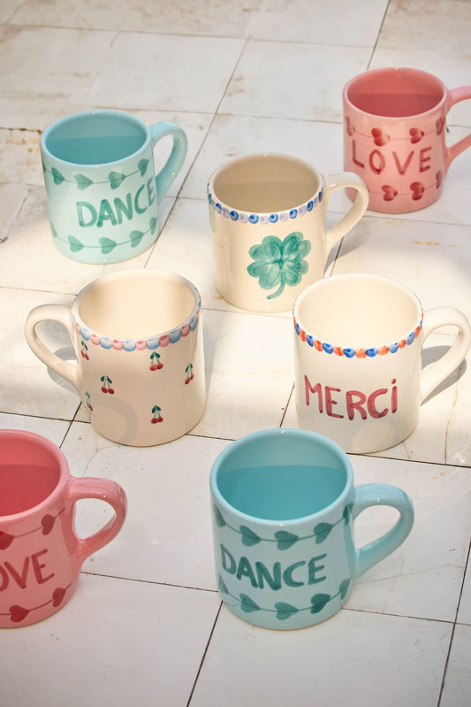 Ceramic Mug with Hand Painted Cherries - 14.2 oz