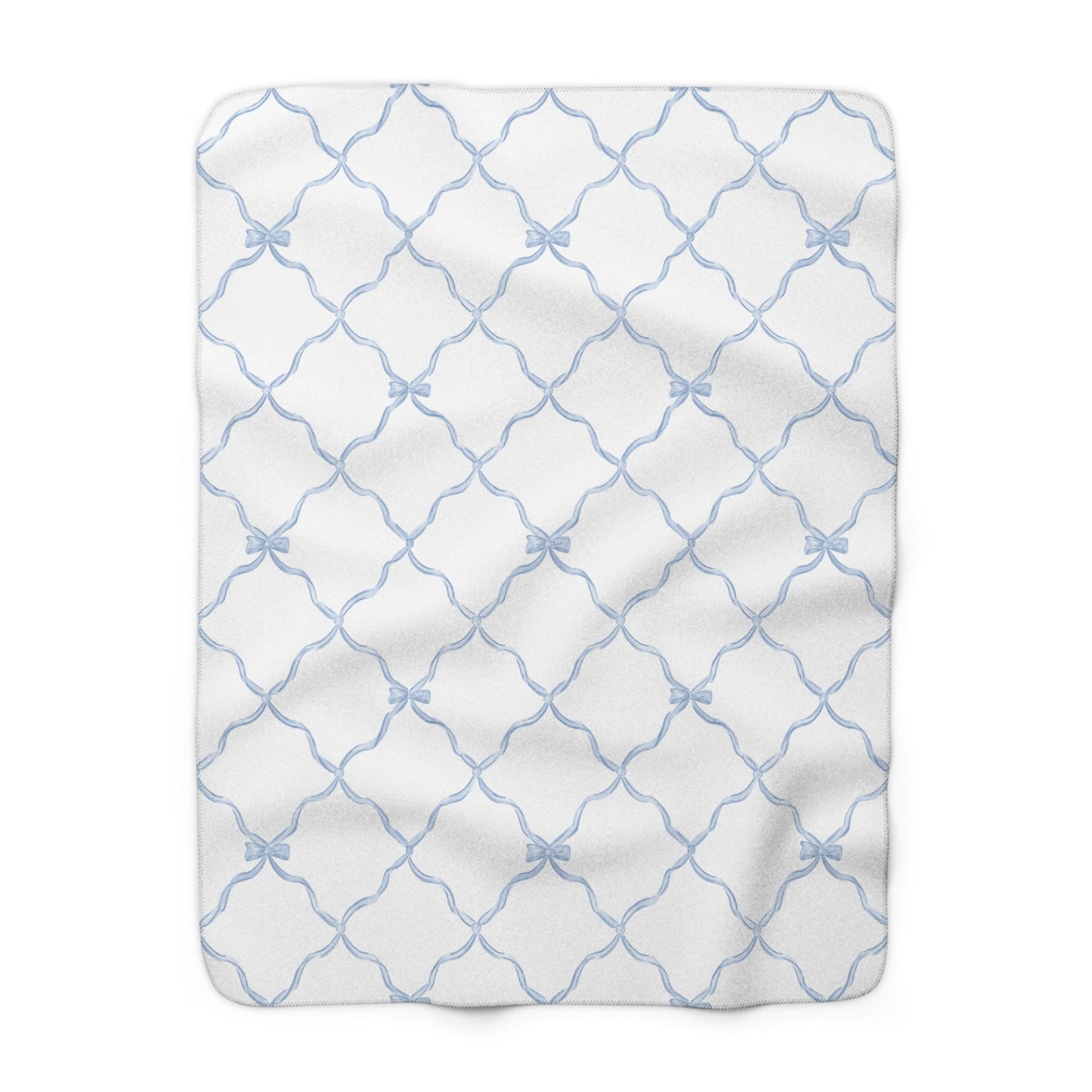 Three Bees Trellis Bow Cozy Sherpa Fleece Blanket - Blue