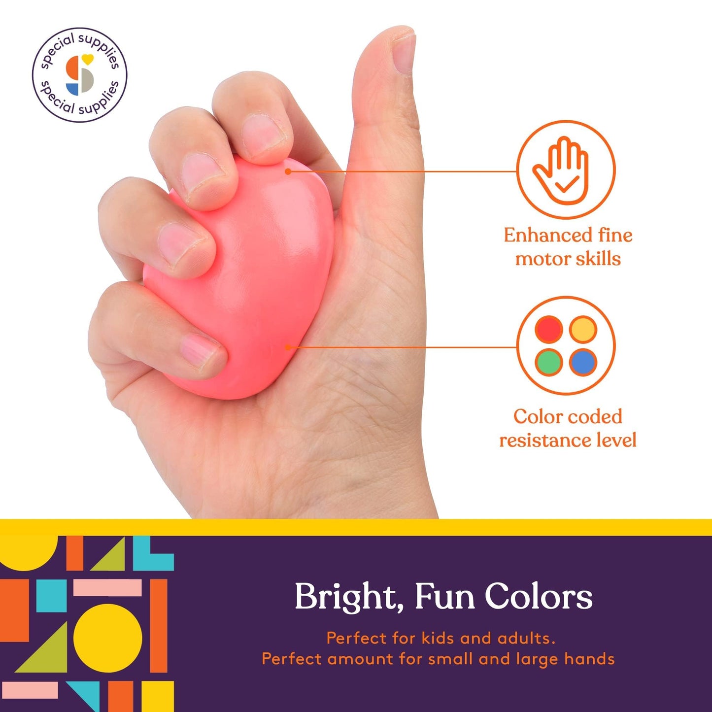 Special Supplies Therapy Putty Gift Set for Kids, Teens and Adults - Resistive Hand Exercise Stress Relief Therapy Putty Kit, Set of 4 Strengths, Three Ounces of Each Putty (Primary Colors)