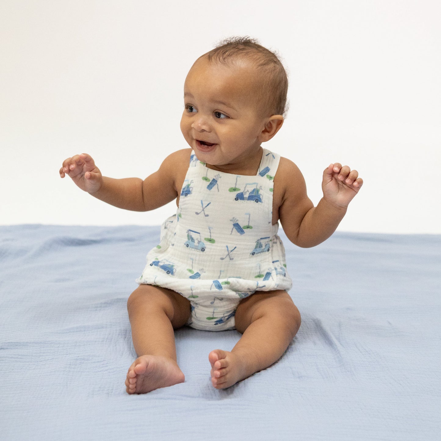 Baby Golf Carts Blue - Retro Sunsuit