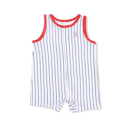 Baseball Stripe - Sleeveless Shortie Romper
