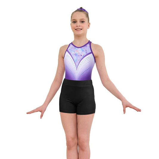 Lavender Diamond Crisscross Back Gymnastics Leotard Set for Girls
