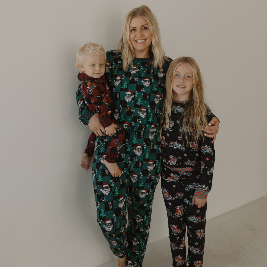 Let's Race Santa Unisex Adult Pajamas *PREORDER - SHIPPING OUT BETWEEN NOV 24 - DEC 6*