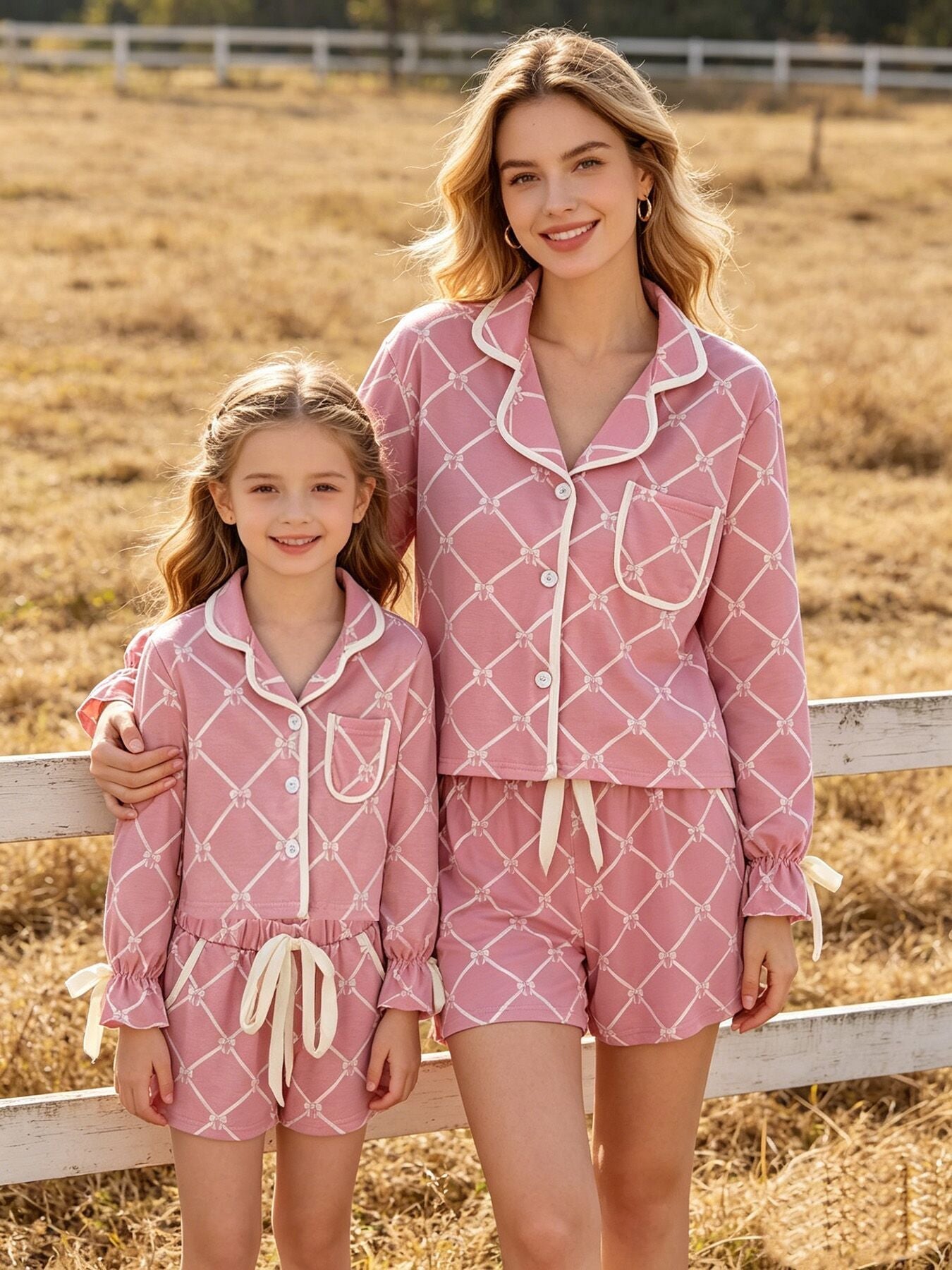 Bow Lapel Pajamas- mommy and me matching
