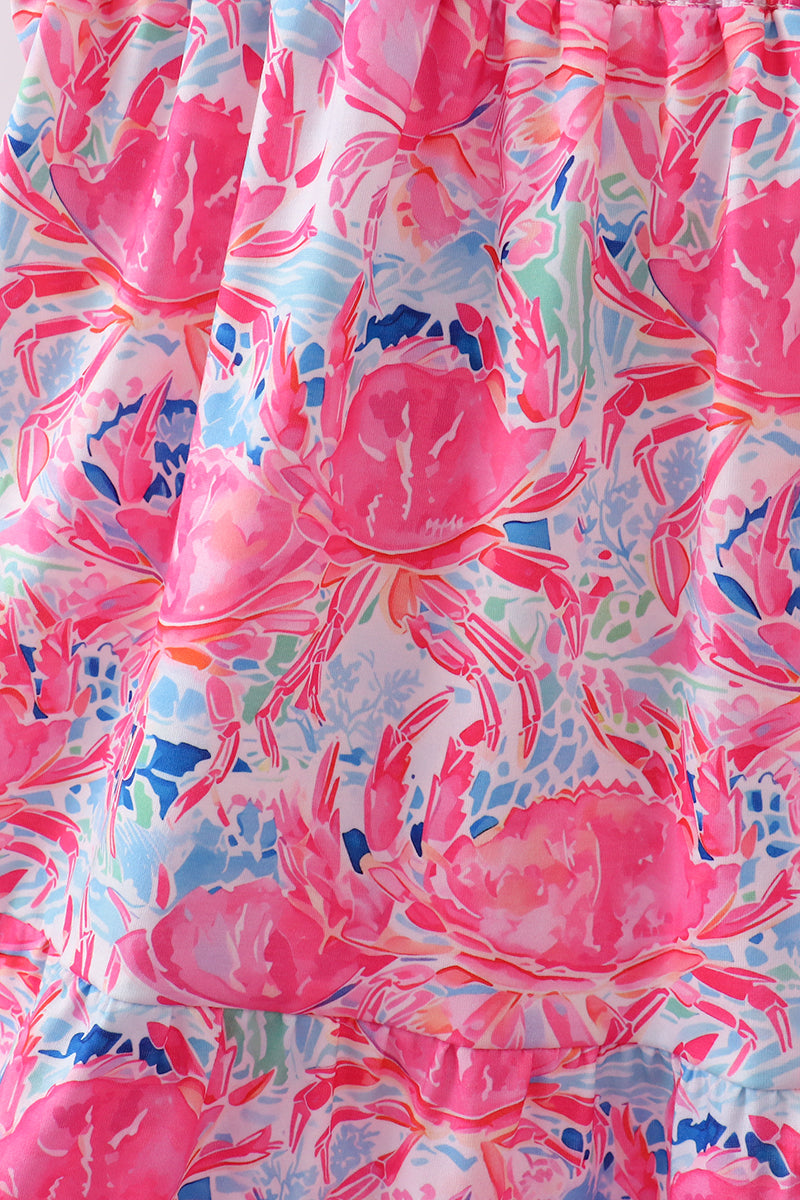 Pink floral smocked ruffle womens tiered dress