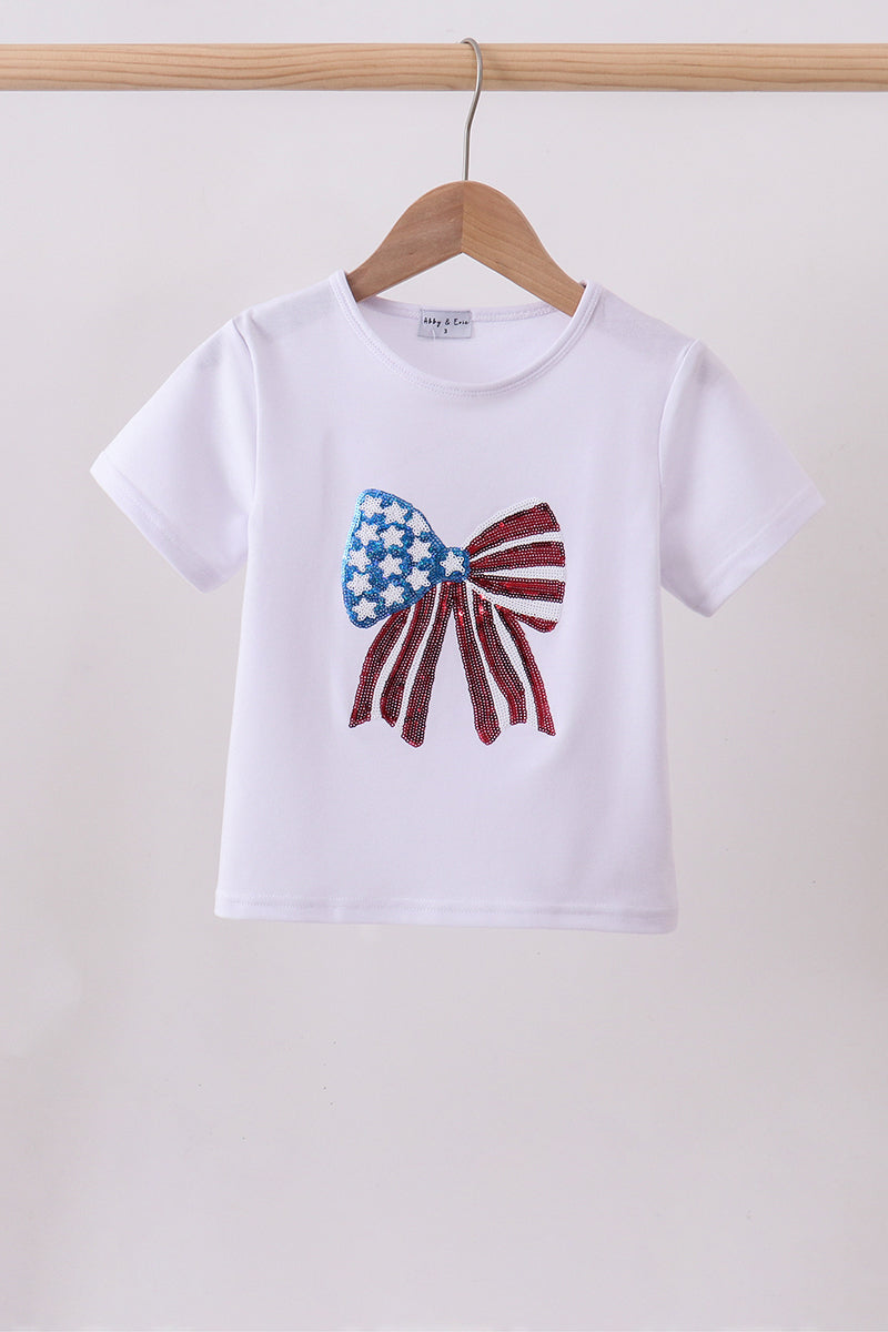 White bow sequin mom & me top