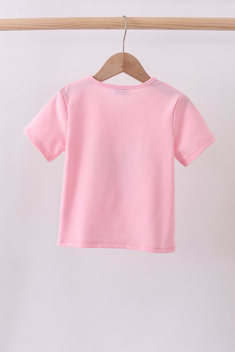 Pink flag bow sequin mom & me shirt