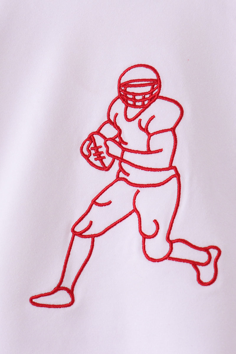 Red Football Embroidery Pants Set