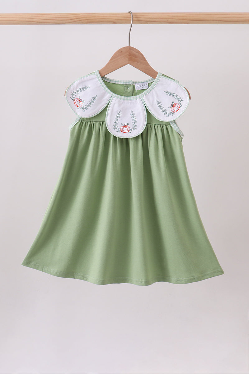 Sage Pumpkin Embroidered Dress