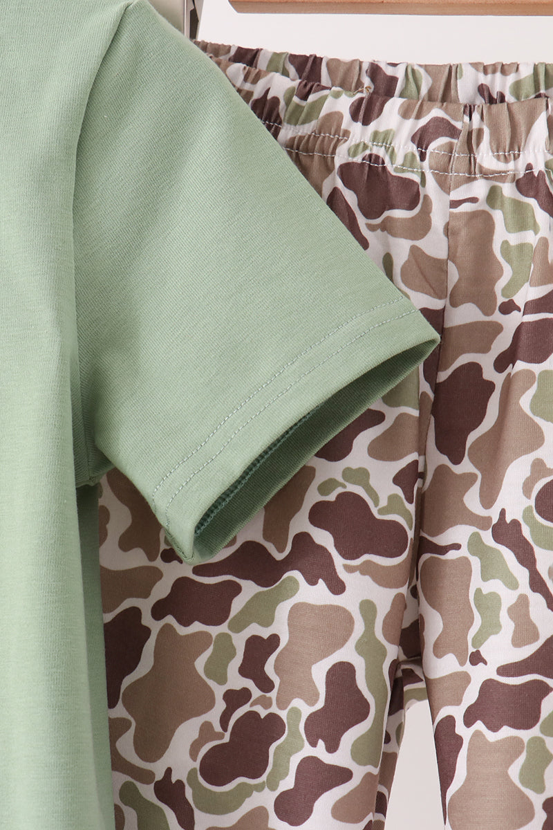 Camo Pumpkin Applique Pants Set