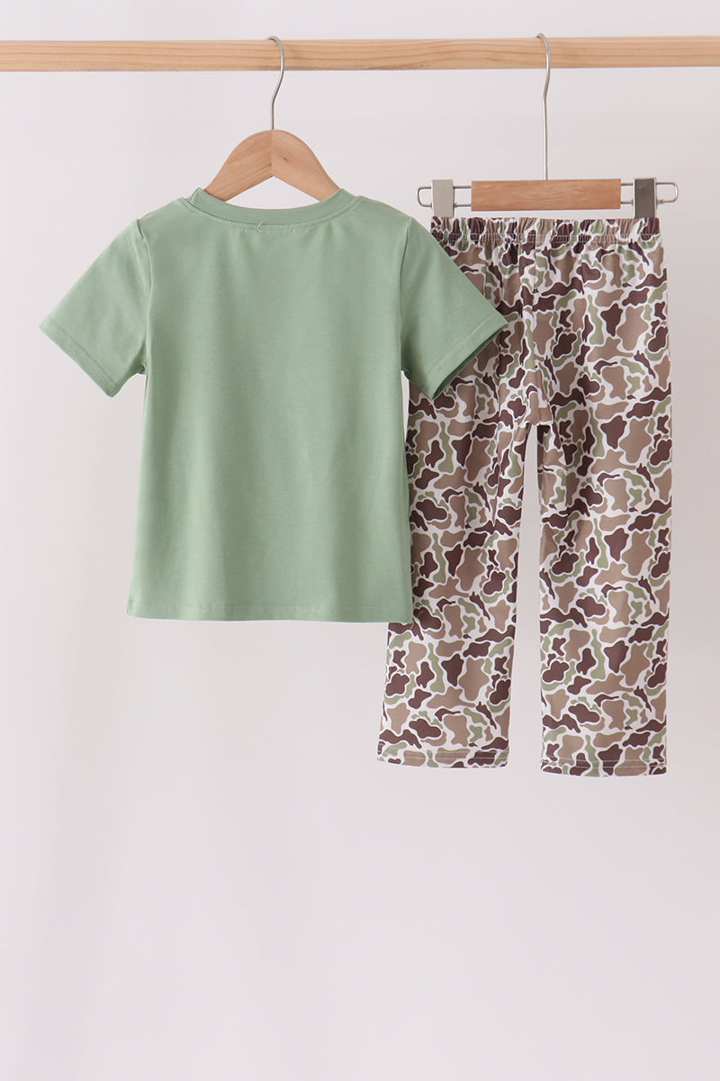 Camo Pumpkin Applique Pants Set