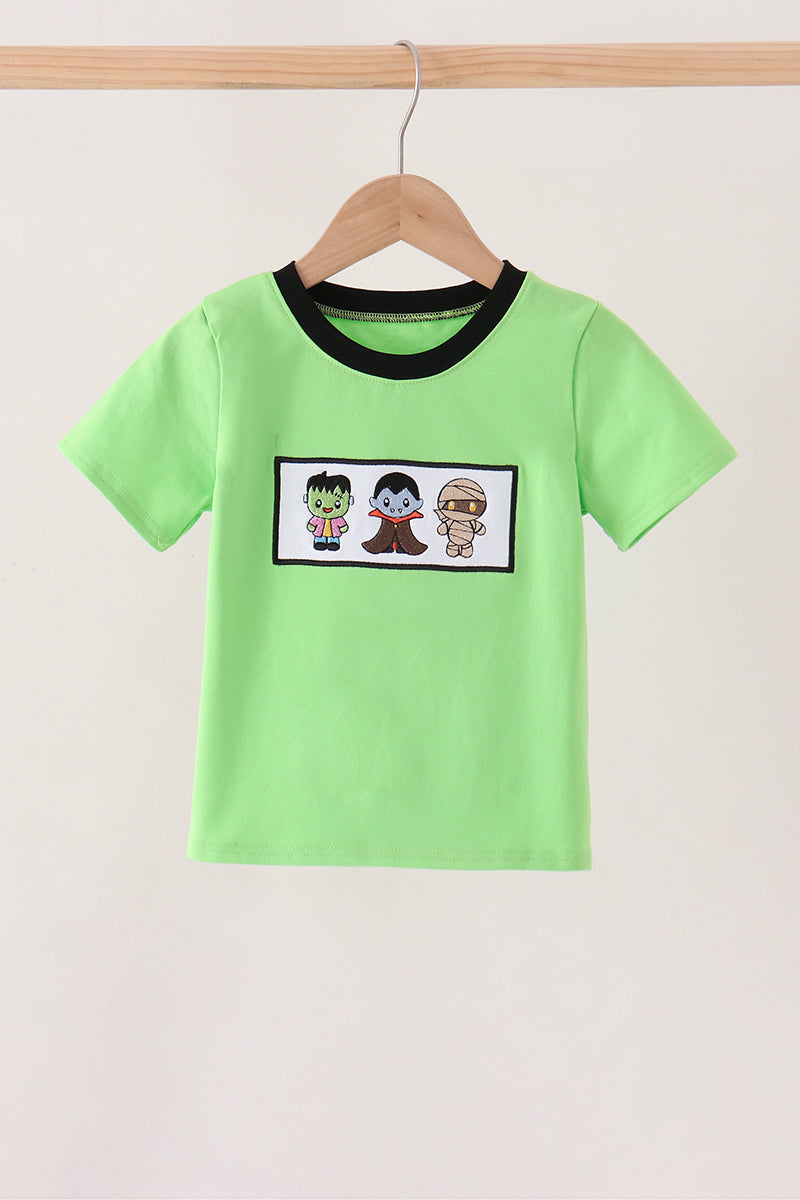 Green embroidery Halloween top
