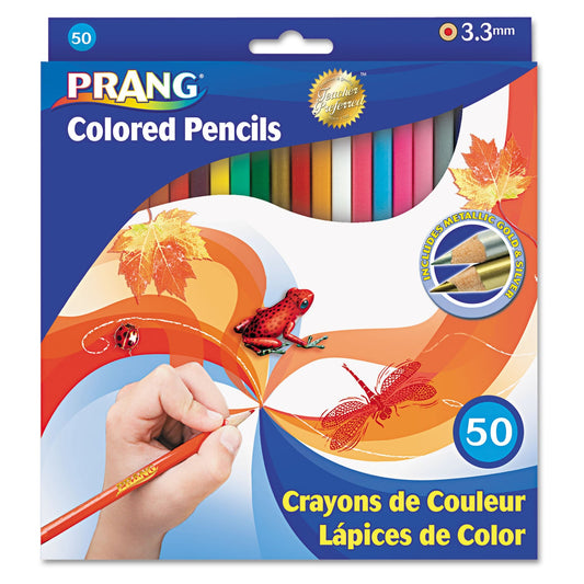 Prang Colored Pencil Sets, 3.3 mm, 2B (#1), Assorted Lead/Barrel Colors, 50/Pack