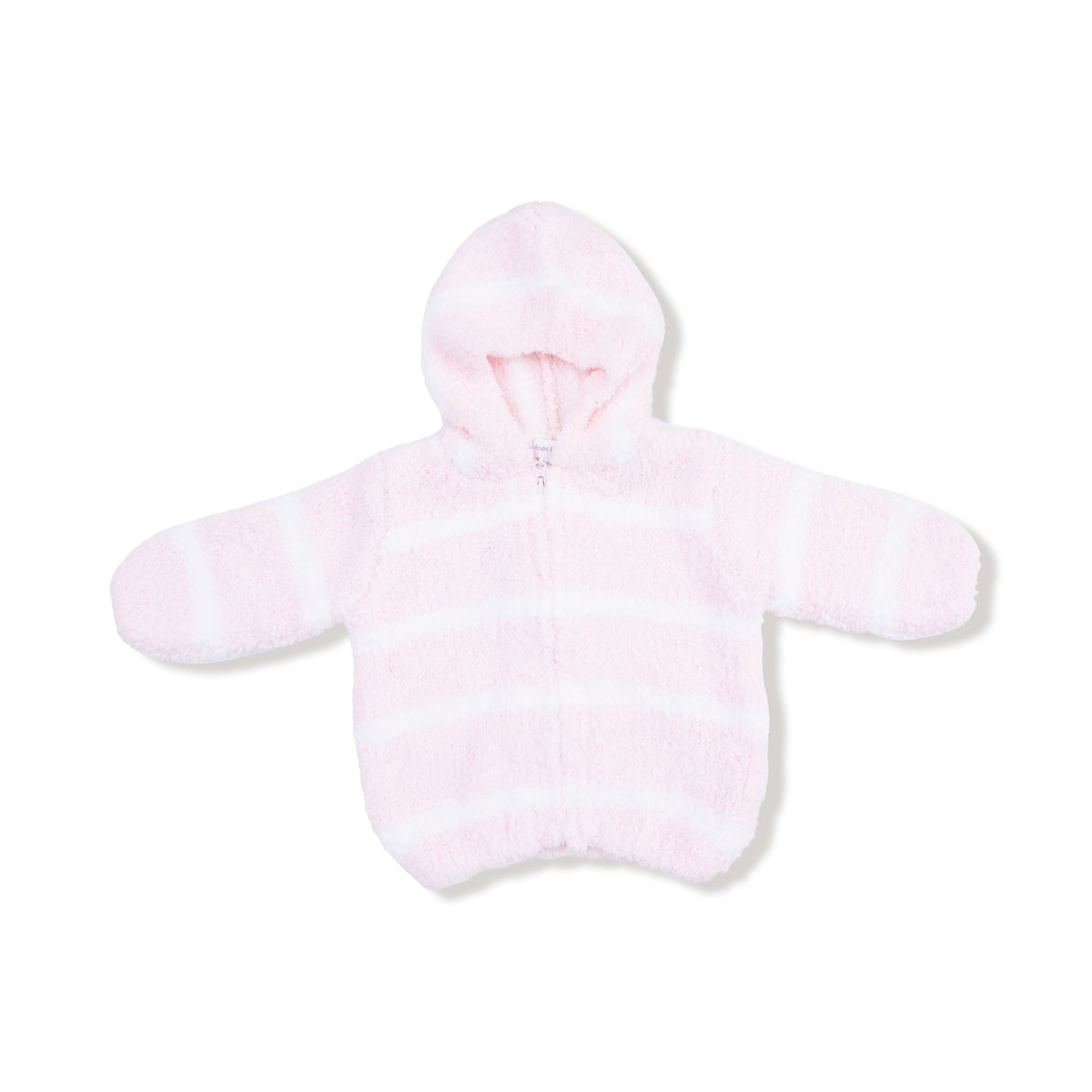 Chenille - Pretty Pink & Ivory Stripe Hooded Jacket