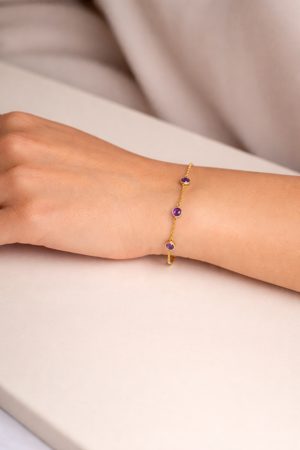February Birthstone Bracelet — Amethyst