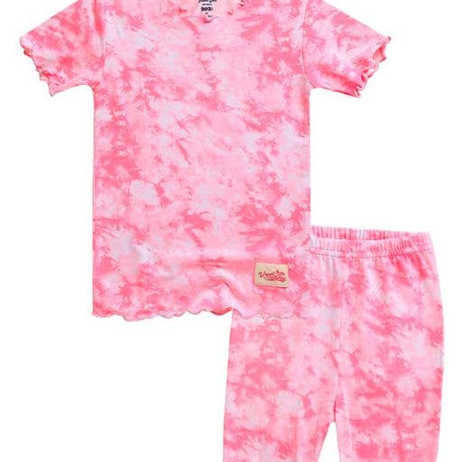 Bamboo Tie Dyeing Neon Pink Short Sleeve PJs