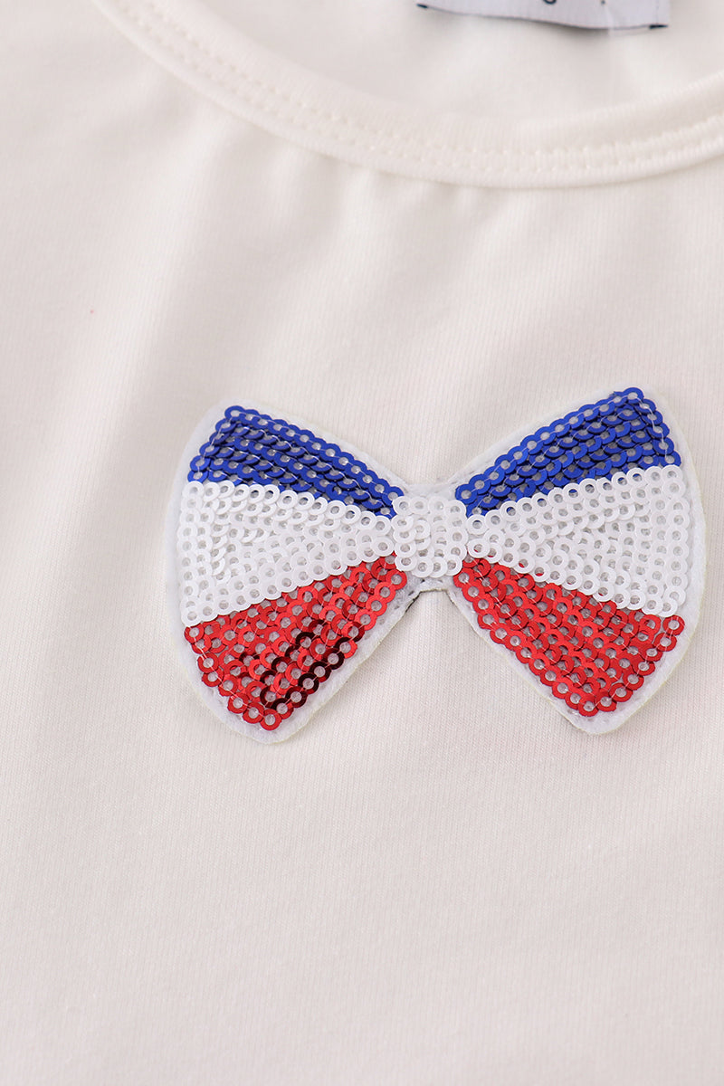 Flag bow ice-cream sequin adult top