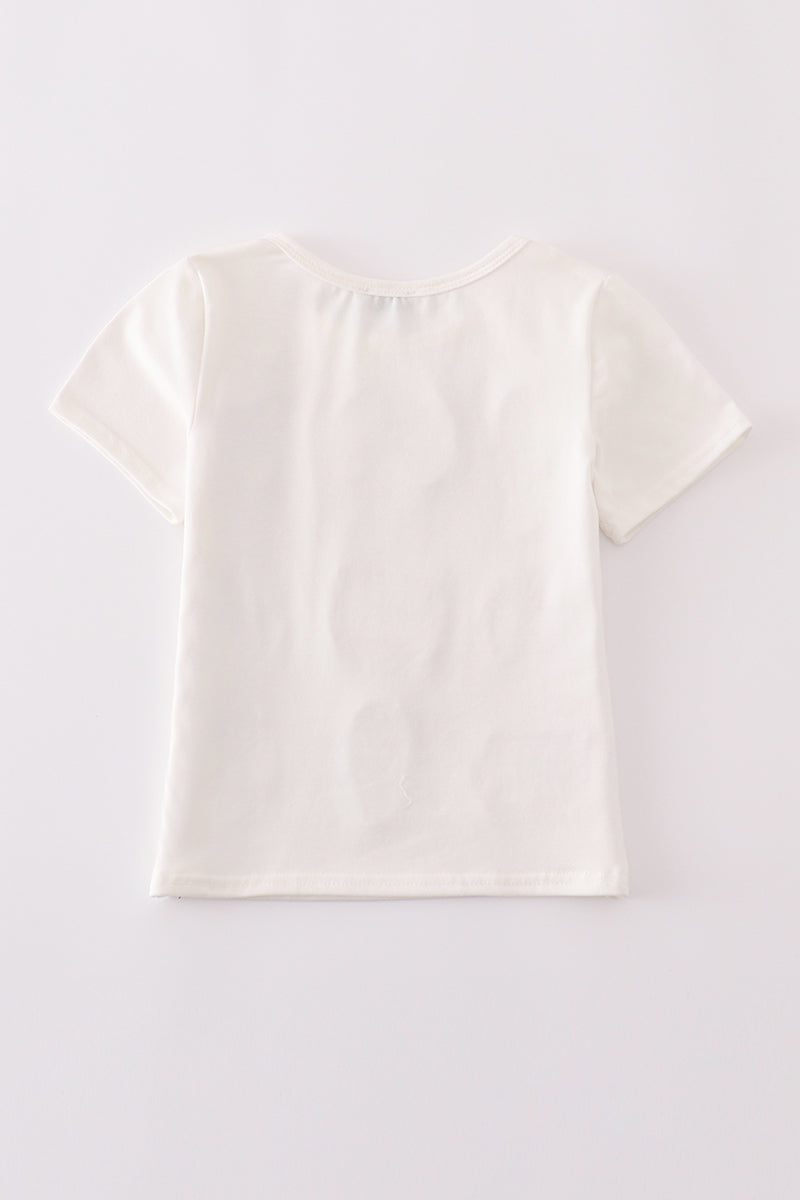 Flag bow ice-cream sequin adult top