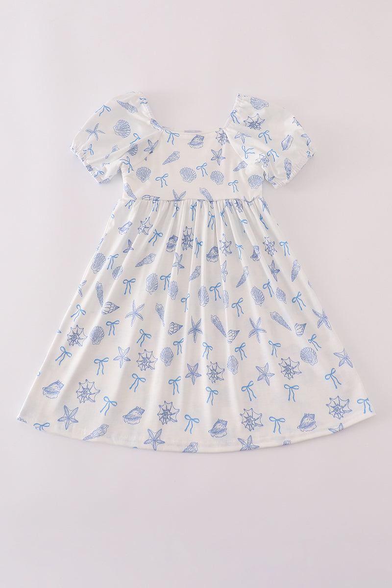 Blue seashell bow women’s dress
