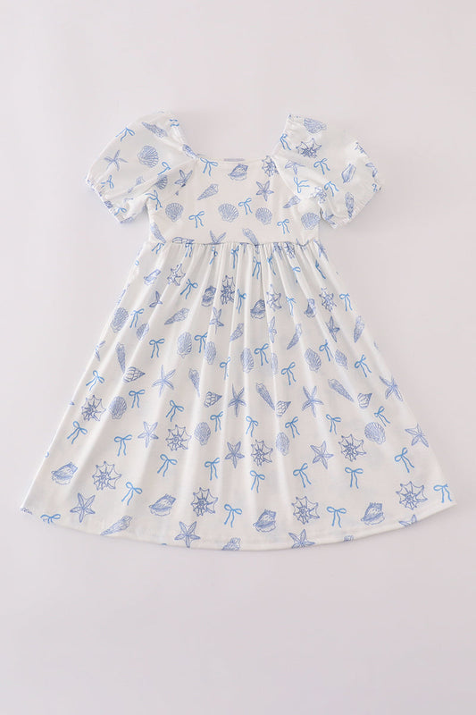 Blue seashell bow women’s dress