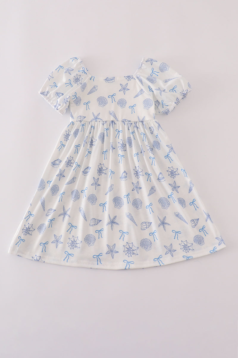 Blue seashell bow women’s dress